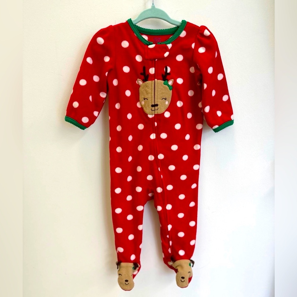 Reindeer Fleece Footie Pajamas Size 9 months